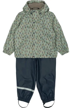 Outlet Regnsæt m. Fleece - Iceberg green Regntøj