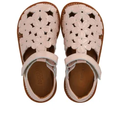 Outlet Sandal med blomster og velcro - Rosebud Sandaler Med Lukket Tå