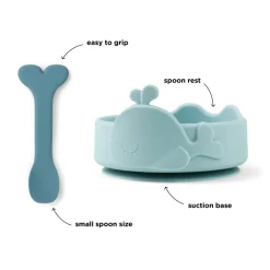 Online Silikone Stick & Stay skål og babyske Wally - Blå Service