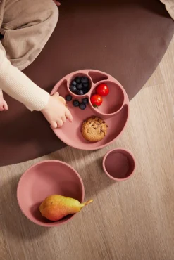 Hot Silikone tallerken ruminddelt - rose Service