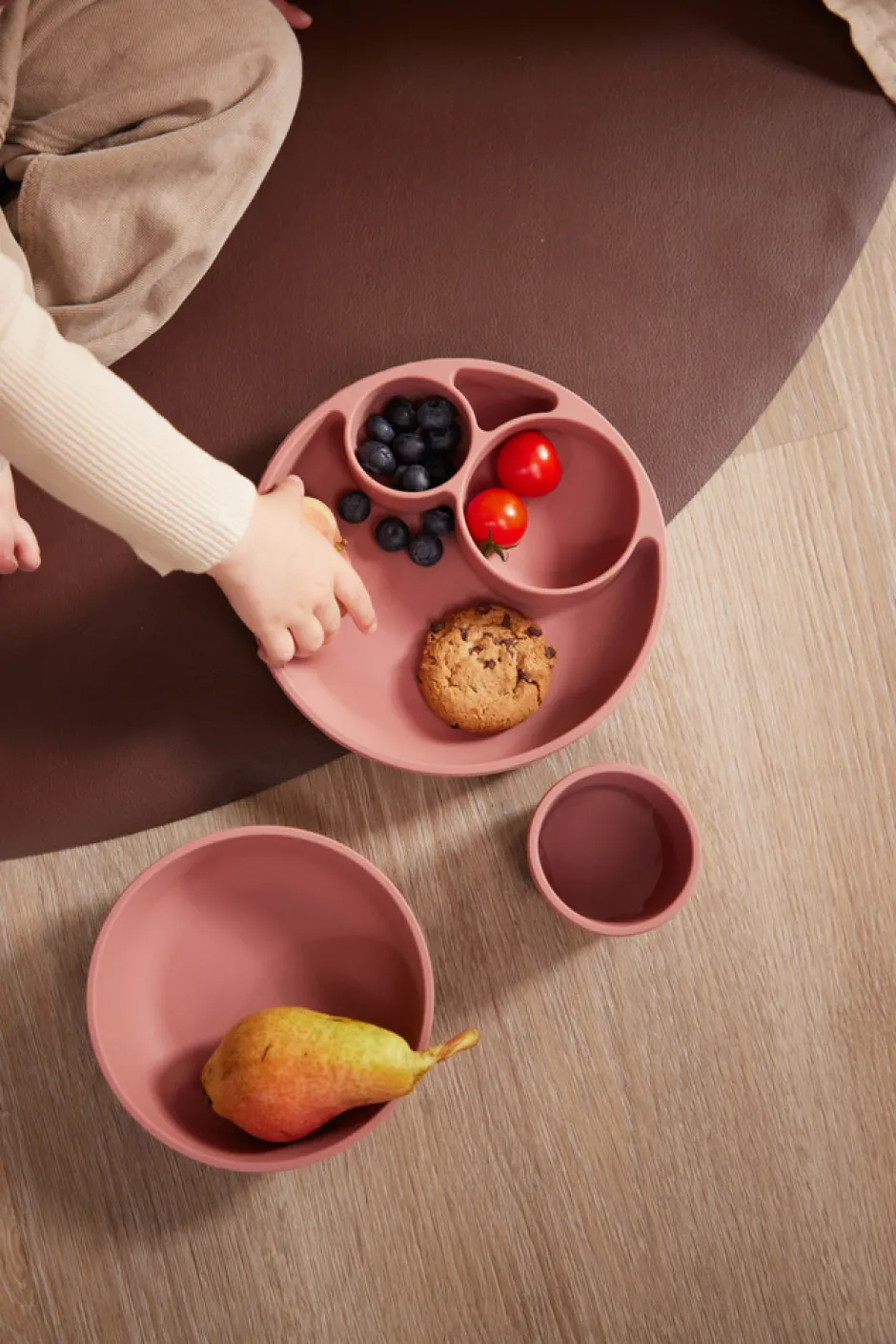 Hot Silikone tallerken ruminddelt - rose Service