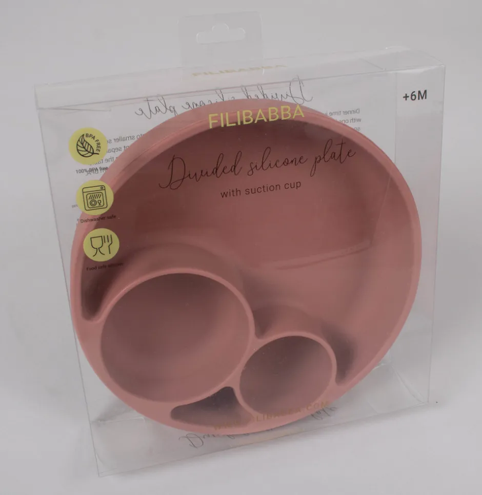Hot Silikone tallerken ruminddelt - rose Service
