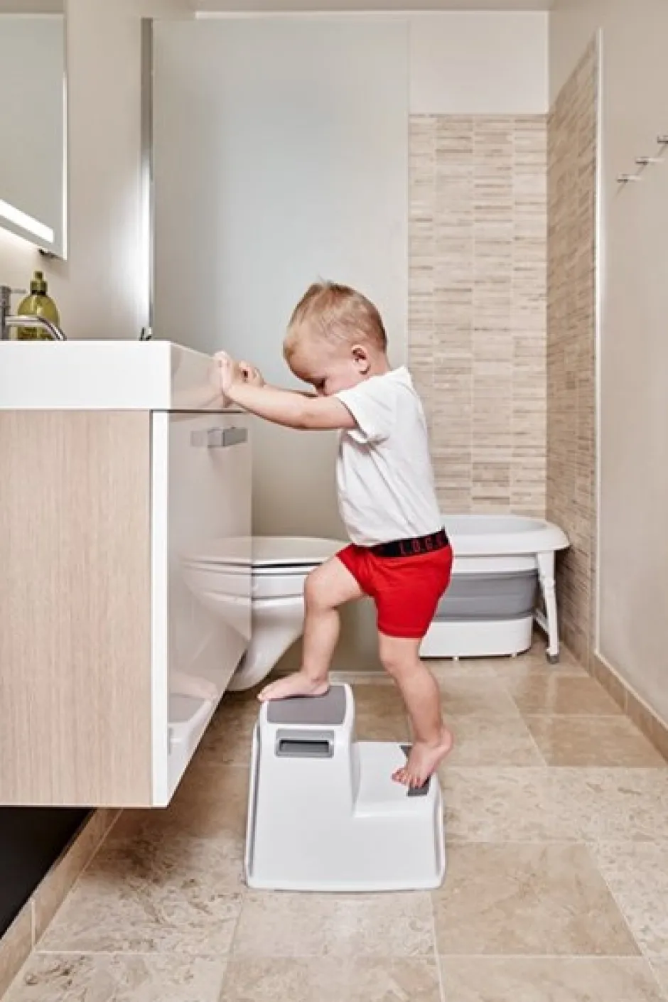 Skammel, to trin, grå Potter, Toiletsæder & Skamler