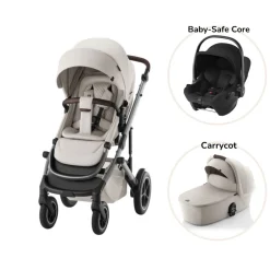 Outlet Smile 5Z lux inkl. liggedel og Baby-Safe Core autostol - soft taupe/space black Kombivognspakker|Vognpakker
