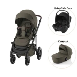 Clearance Smile 5Z lux inkl. liggedel og Baby-Safe Core autostol - urban olive/space black Kombivognspakker|Vognpakker