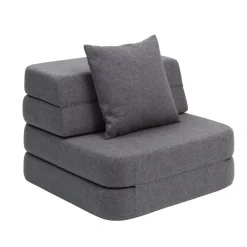 Sofa - 3 fold single soft - mørkegrå/sortgrå knap Børn Tumlemøbler