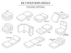 Sofa - 3 fold single soft - mørkegrå/sortgrå knap Børn Tumlemøbler