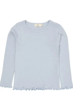 Hot Sommer pointelle t-shirt - DUSTY BLUE Bluser