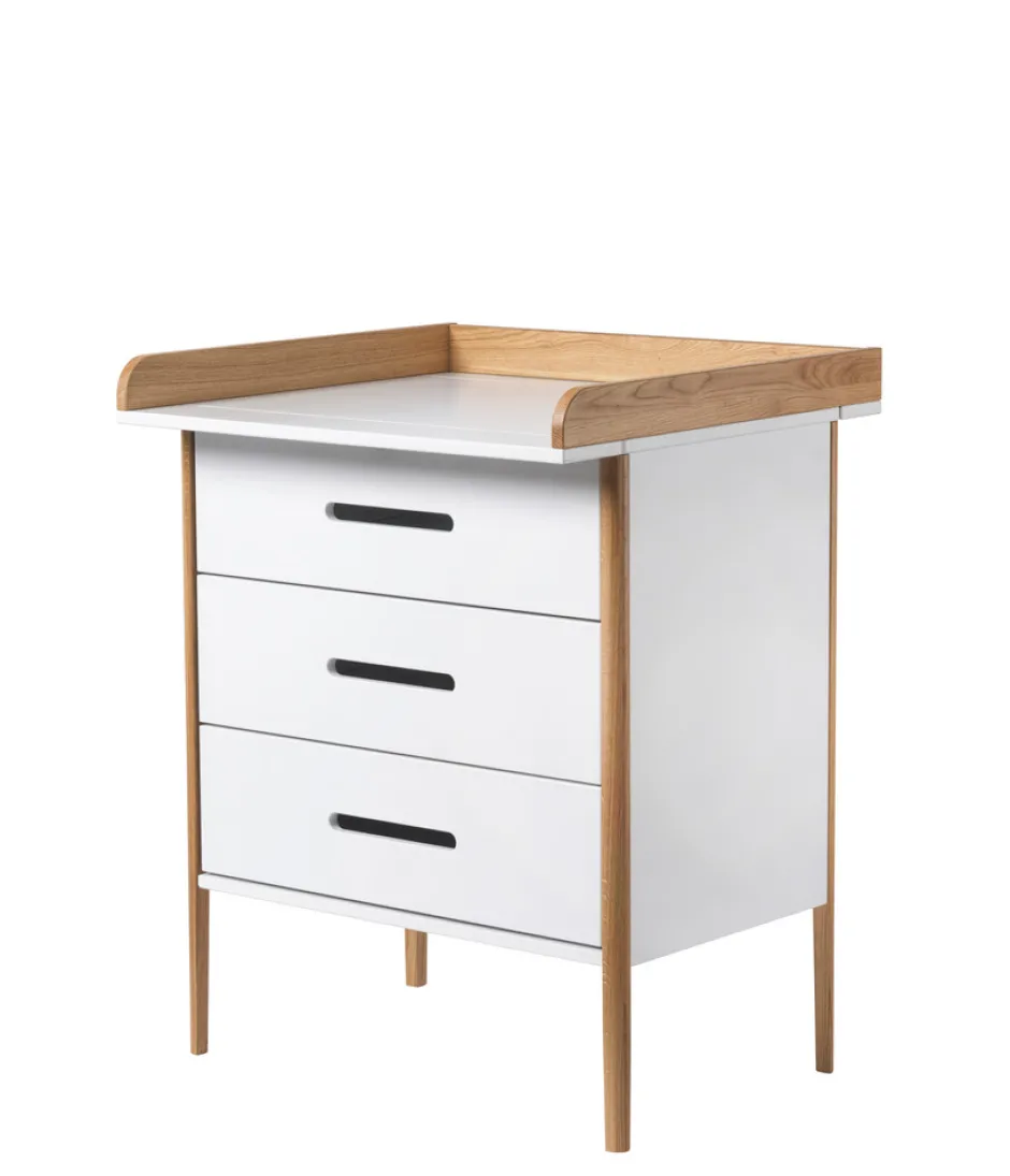 Discount Spoke puslekommode - Hvid/Eg Børn Pusleborde|Pusleborde