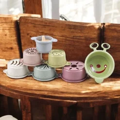 New Stabel kopper af hvedestrå "orm", 7 stk Stabelklodser