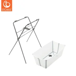 Best Stokke Flexi Bath hvid inkl. grå stativ Badekar, Stativer & Badestole