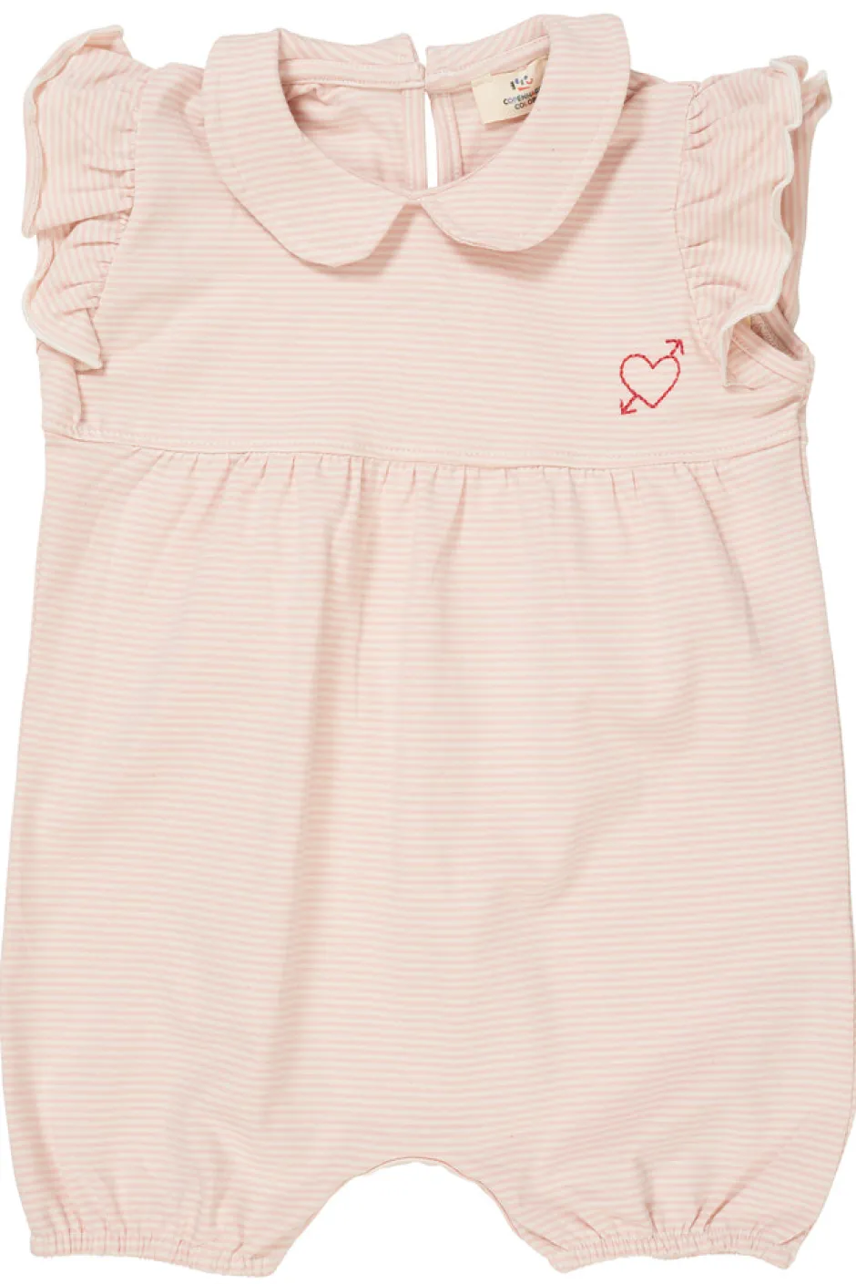 Best Stribet romper m. hjerte broderi - DUSTY ROSE Bodystocking U. Ærmer