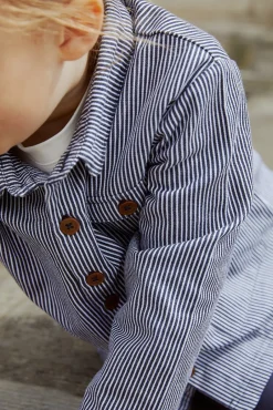 Sale Stribet twill jakke med lommer - NAVYSTRIPE Skjorter