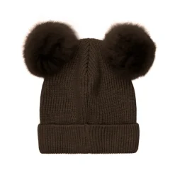Best Strik Alpaca Hat Pompoms - Dark brown melange Elefanthuer & Huer|Uldhuer, Uldvanter & Uldfutter
