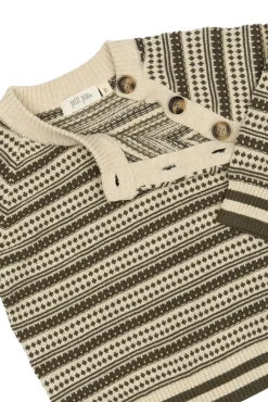 Striksweater - Dark Off White/Dusty Moss Cardigans, Veste & Trøjer