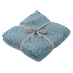 Discount Striktæppe - Misty Blue - økologisk Børn Tæpper
