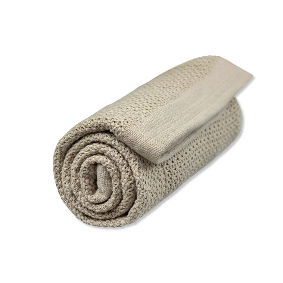 Online Striktæppe, bomuld - Pebble grey Børn Tæpper