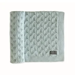 Striktæppe, bomuld, ECO - Sage green Børn Tæpper