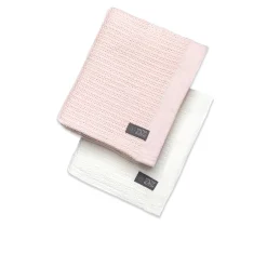 Hot Striktæppe, 2-pak - hvid og lyserød Børn Tæpper