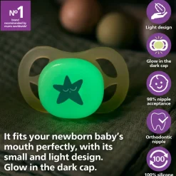 Sale Sut, Ultra Start Night 0-2mdr. 2 pk, grøn og blå Sutter