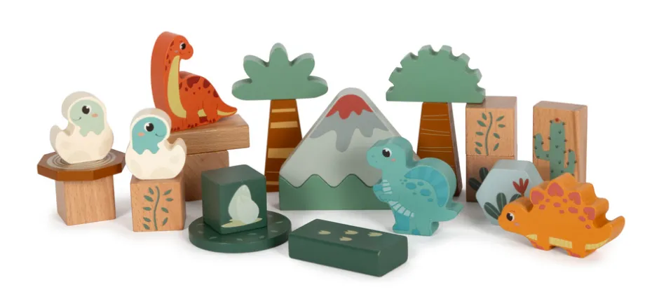Sale Træ byggeklodser Dino Træklodser