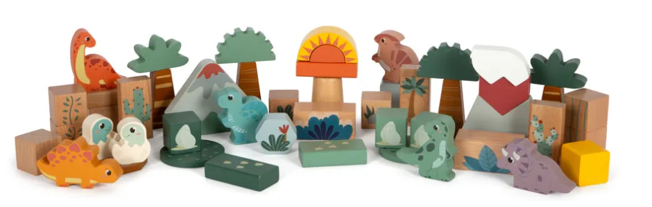 Sale Træ byggeklodser Dino Træklodser