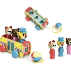 Outlet Træklegetøj - Bus Trælegetøj|Trækdyr