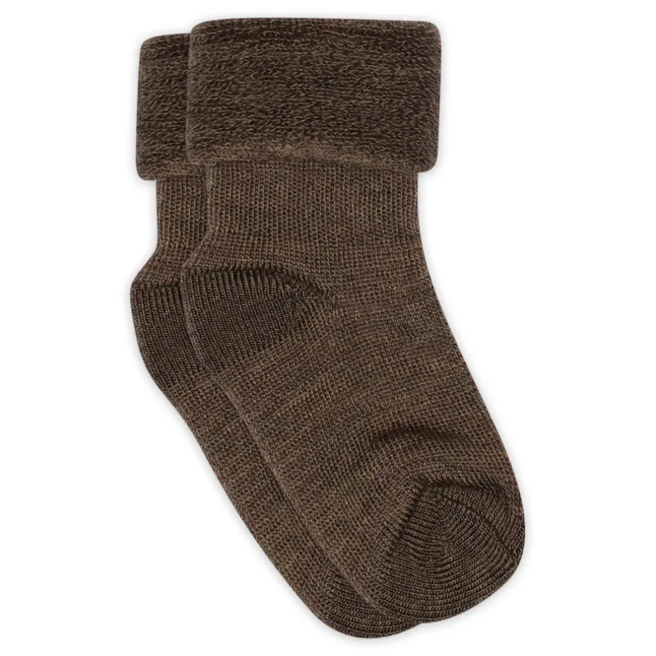 Clearance Uld Ankelstrømpe Terry - Brown Melange Strømper|Uldstrømper & Uldstrømpebukser