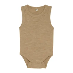 Best Uld body uden ærmer - Light Camel Melange Uldbodyer|Bodystocking U. Ærmer