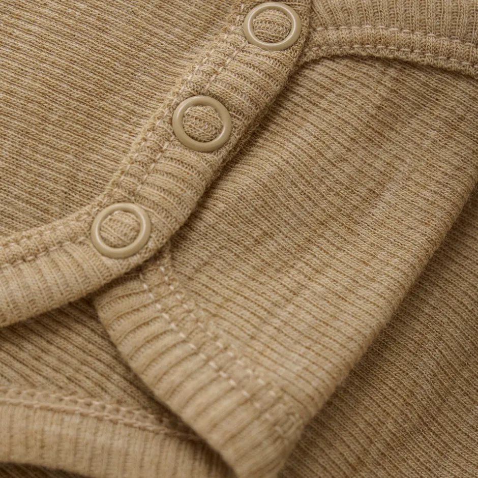 Best Uld body uden ærmer - Light Camel Melange Uldbodyer|Bodystocking U. Ærmer