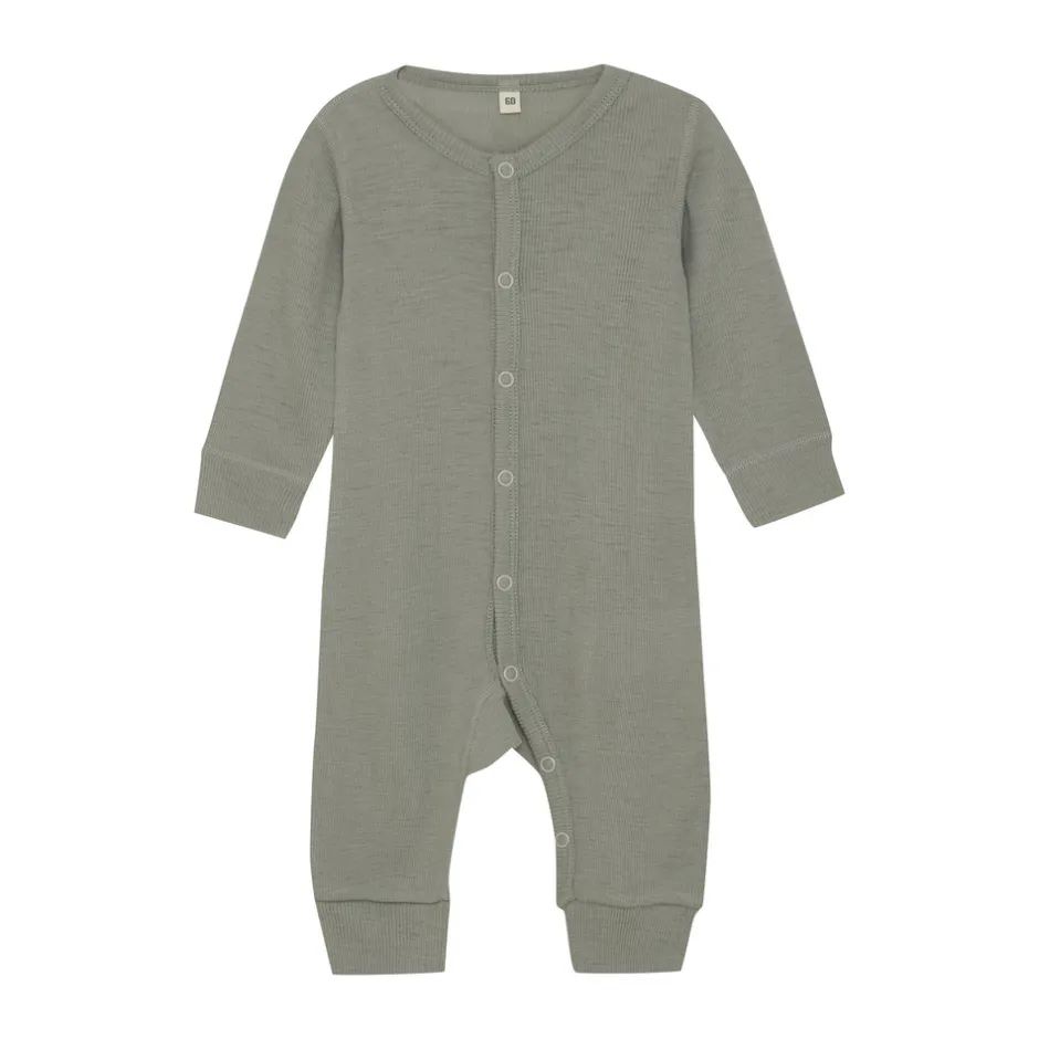 Best Uld jumpsuit - solid - Forest Fog Melange Ulddragter|Heldragter U. Fod