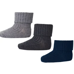 Uld rib baby strømpe 3 pak - Grey Melange Strømper|Multipack