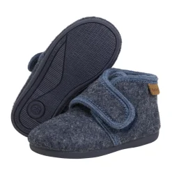 Outlet Uldhjemmesko velcro - Navy Melange Uld Hjemmesko|Hjemmesko